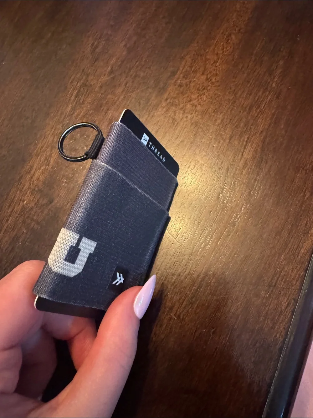 Thread Slim Card Wallet with Keyring in Dark Navy